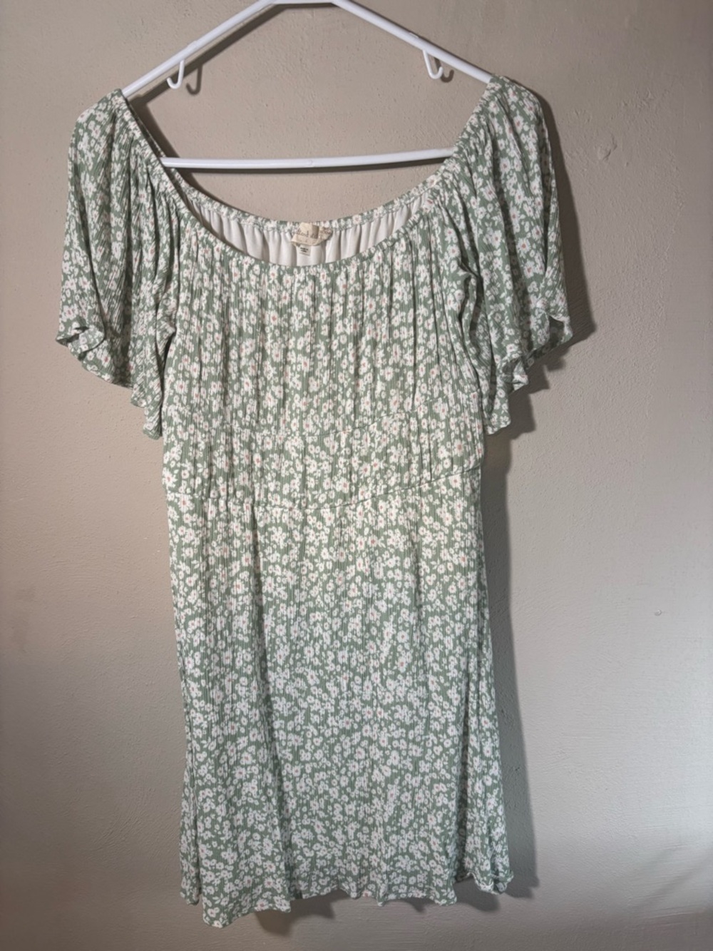 Sage Green Floral Off-Shoulder Top